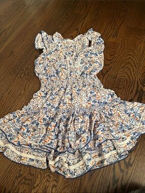 Poupette St. Barth Floral Viscose Tie Front Mini Dress